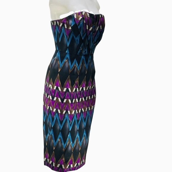 TRACY REESE Dress Womens Size 2 Strapless Print Sheath - Picture 3 of 9